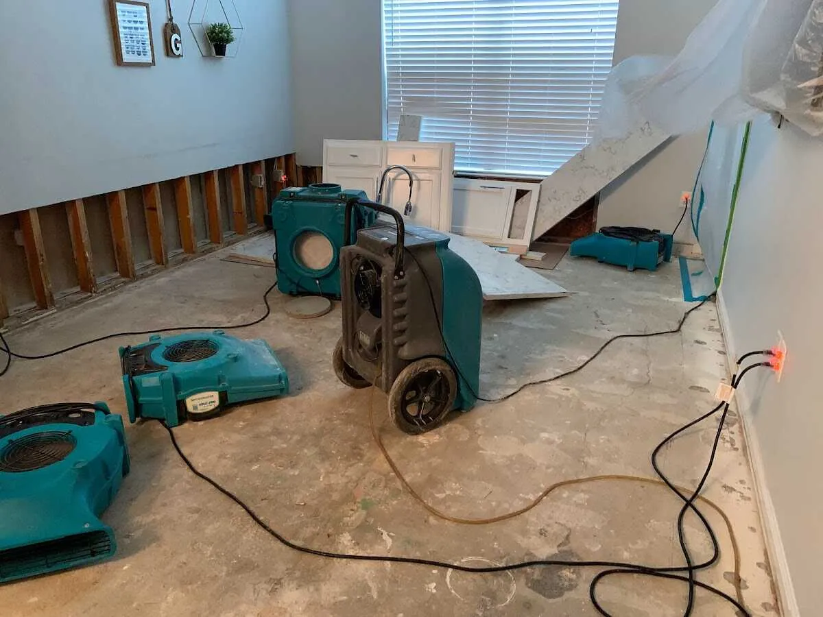 Dehumidifier in flood-cut room for Water Damage Restoration in San Angelo